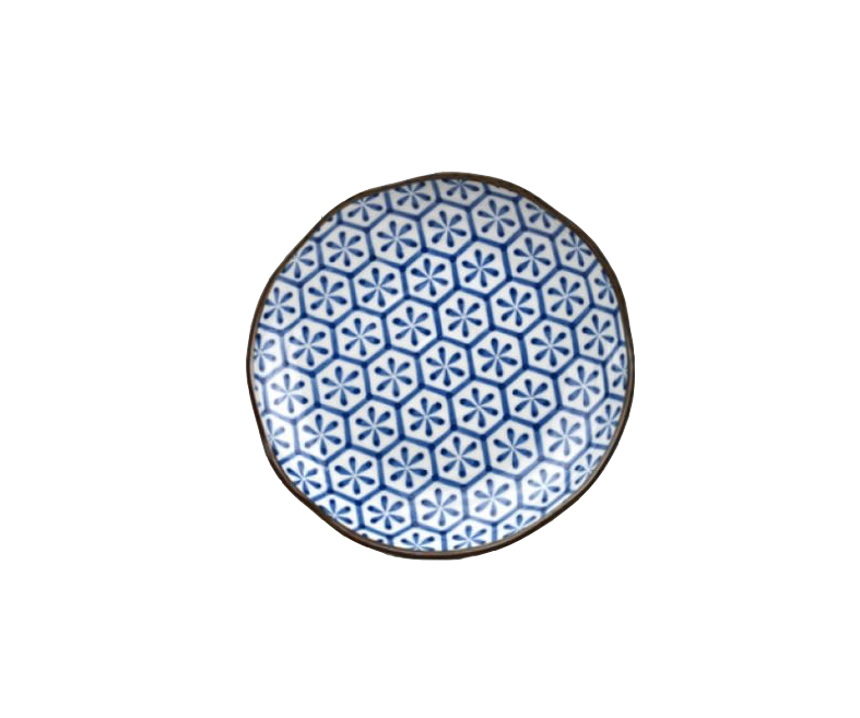Dessertteller HEXAGON FLOWER INDIGO IKAT 23 cm, MIJ