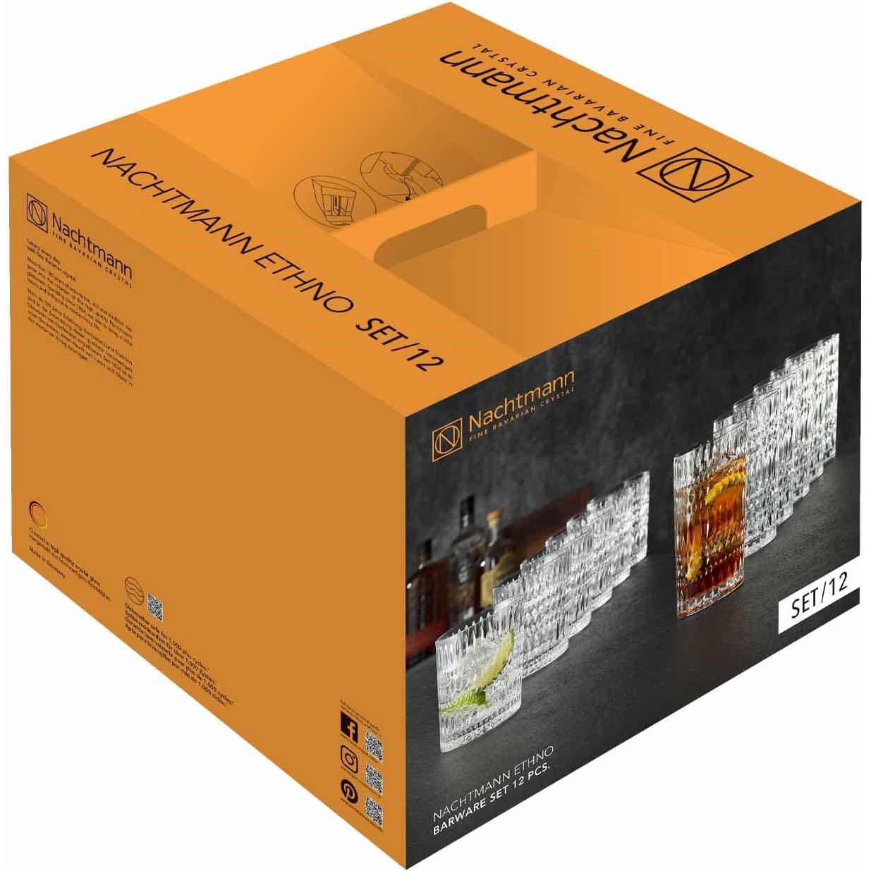 Longdrinkglas ETHNO, mit Whiskygläsern, set à 12 st, klar, glas, Nachtmann