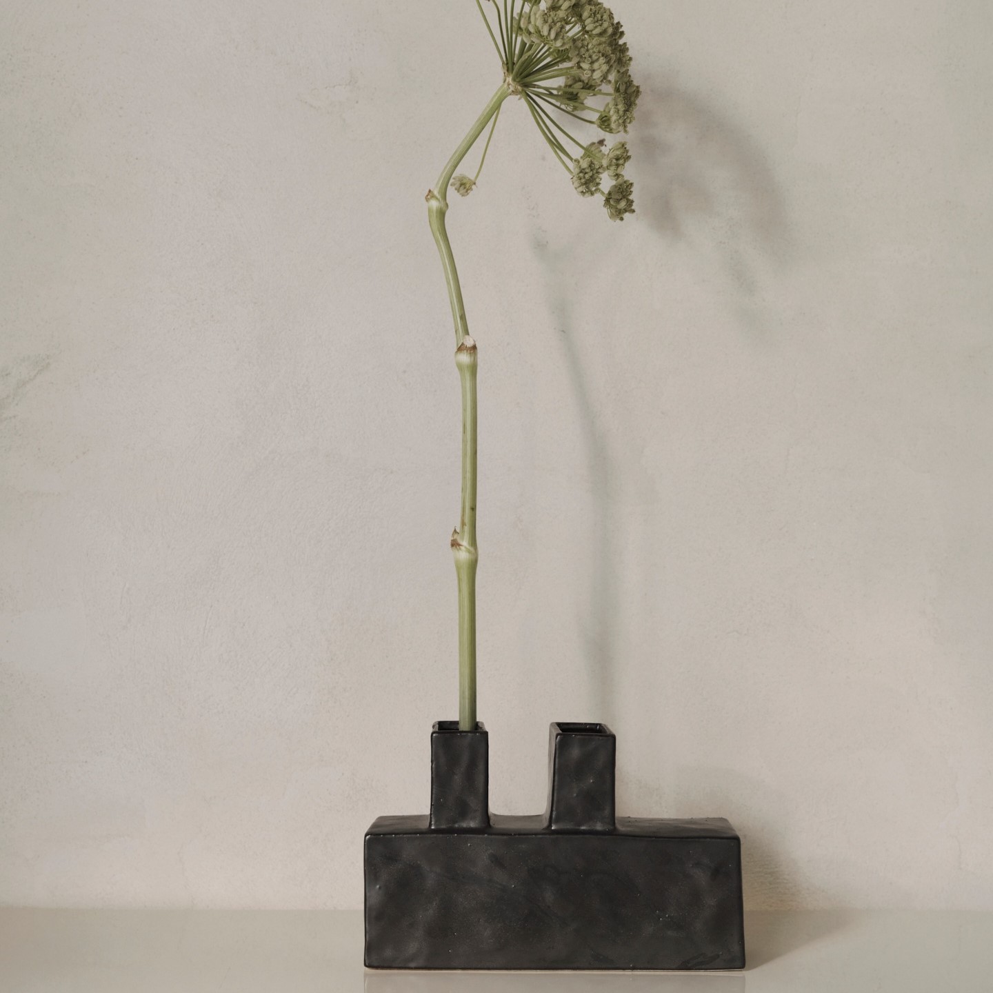 Vase KOA 26 x 17 cm, schwarz, keramik, fest LIVING