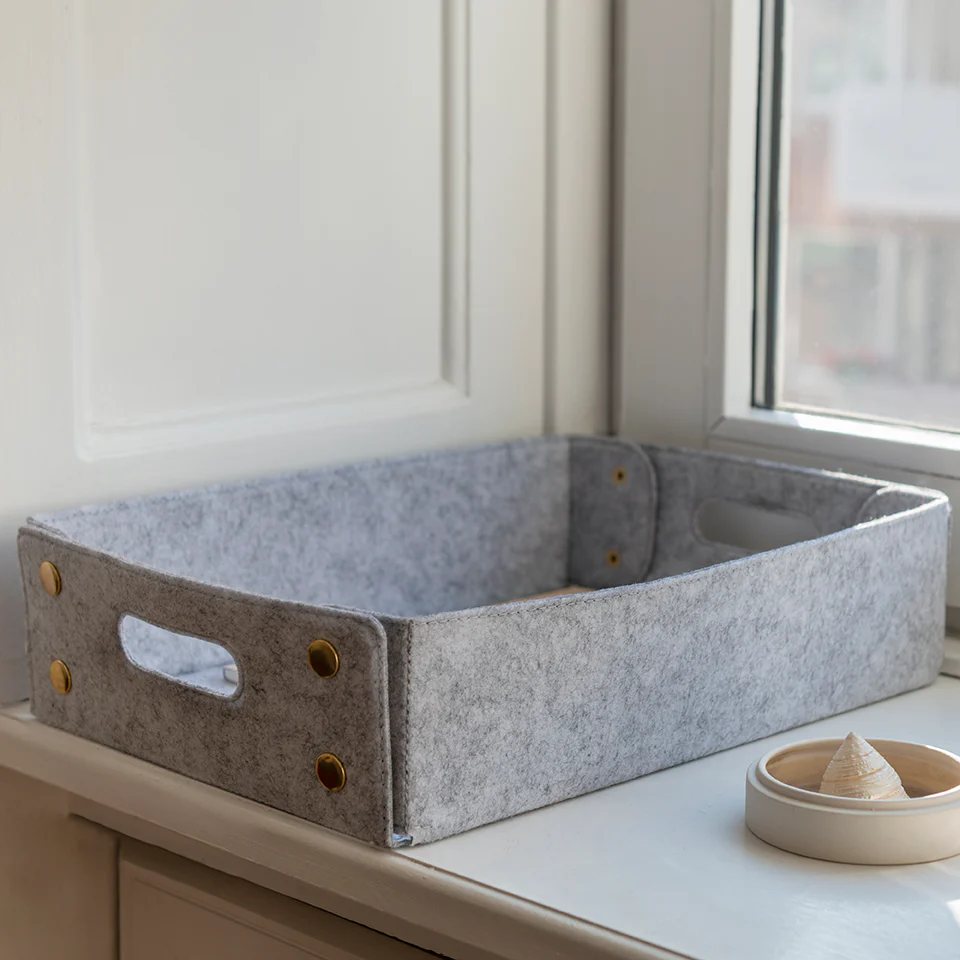 Schreibtisch-Organizer TRAY, set à 3 st, Licht grau, filz, Umage