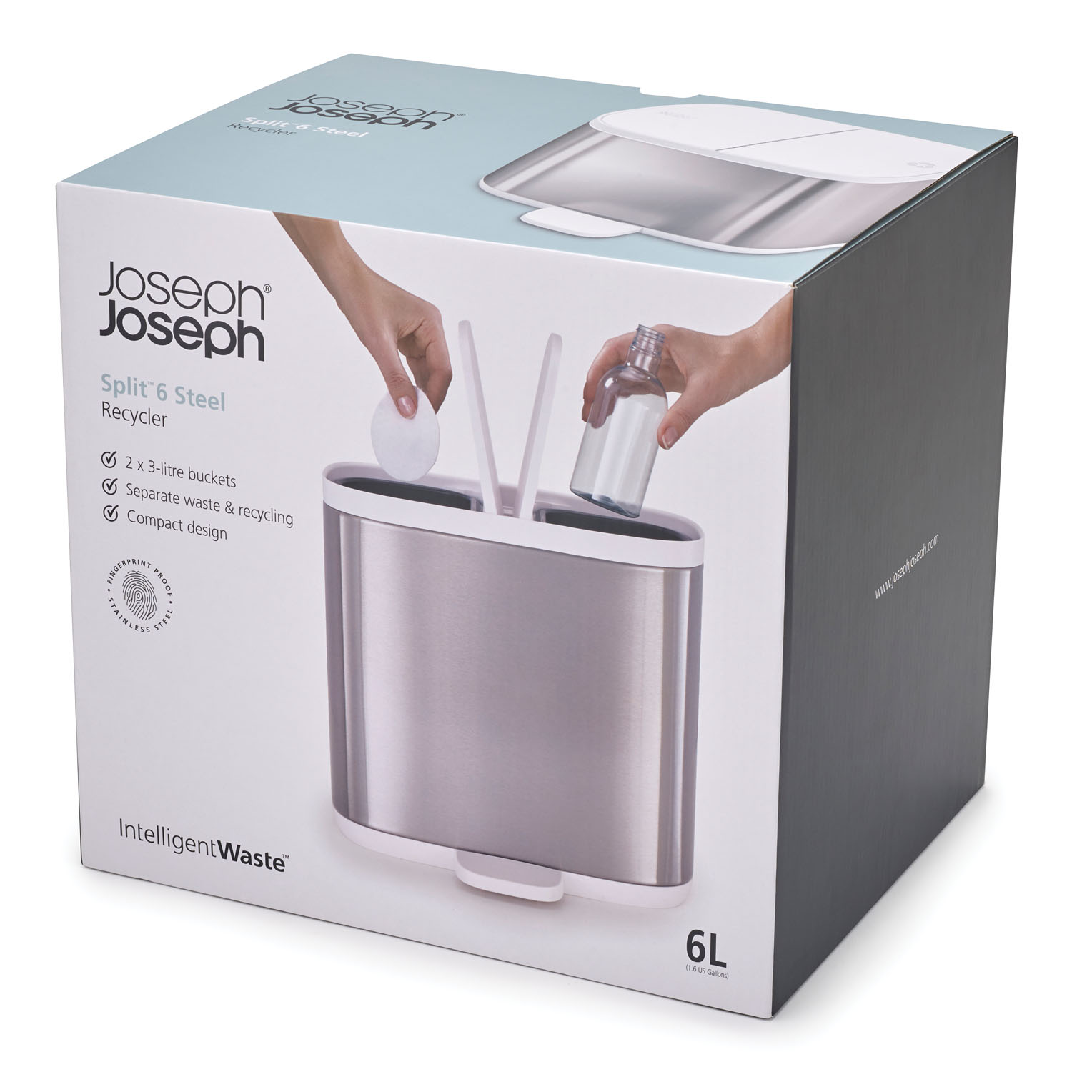 Badezimmer Mülleimer SPLIT, doppelt, Edelstahl, Joseph Joseph