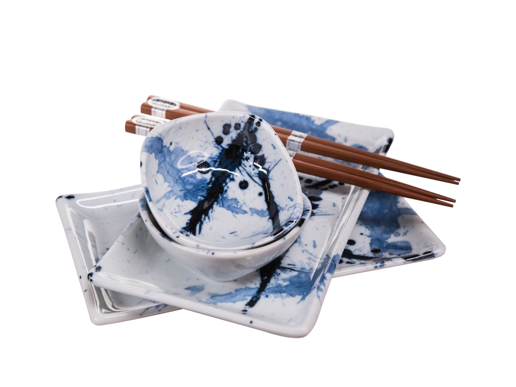 Sushi Set BLUE AND WHITE SAKURA, 6-teilig, MIJ