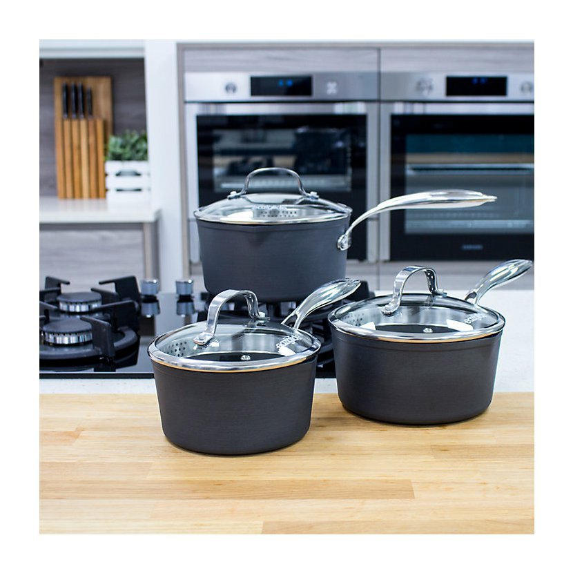 Stielkasserolle NEVERSTICK3 16 cm, 2 l, Aluminium, Eaziglide