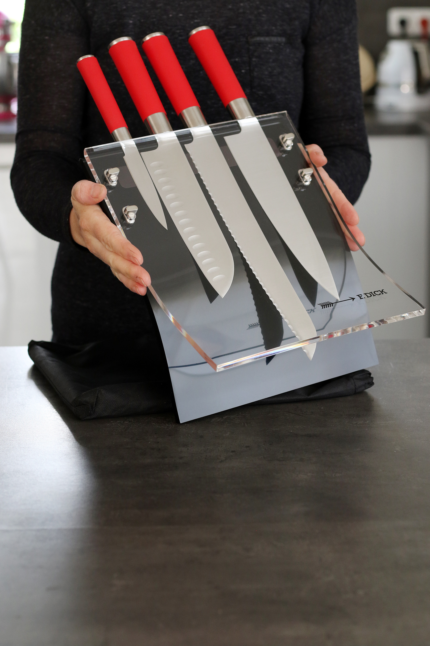 Messerset, 4-teilig, mit Messerhalter magnetisch RED SPIRIT, F.Dick