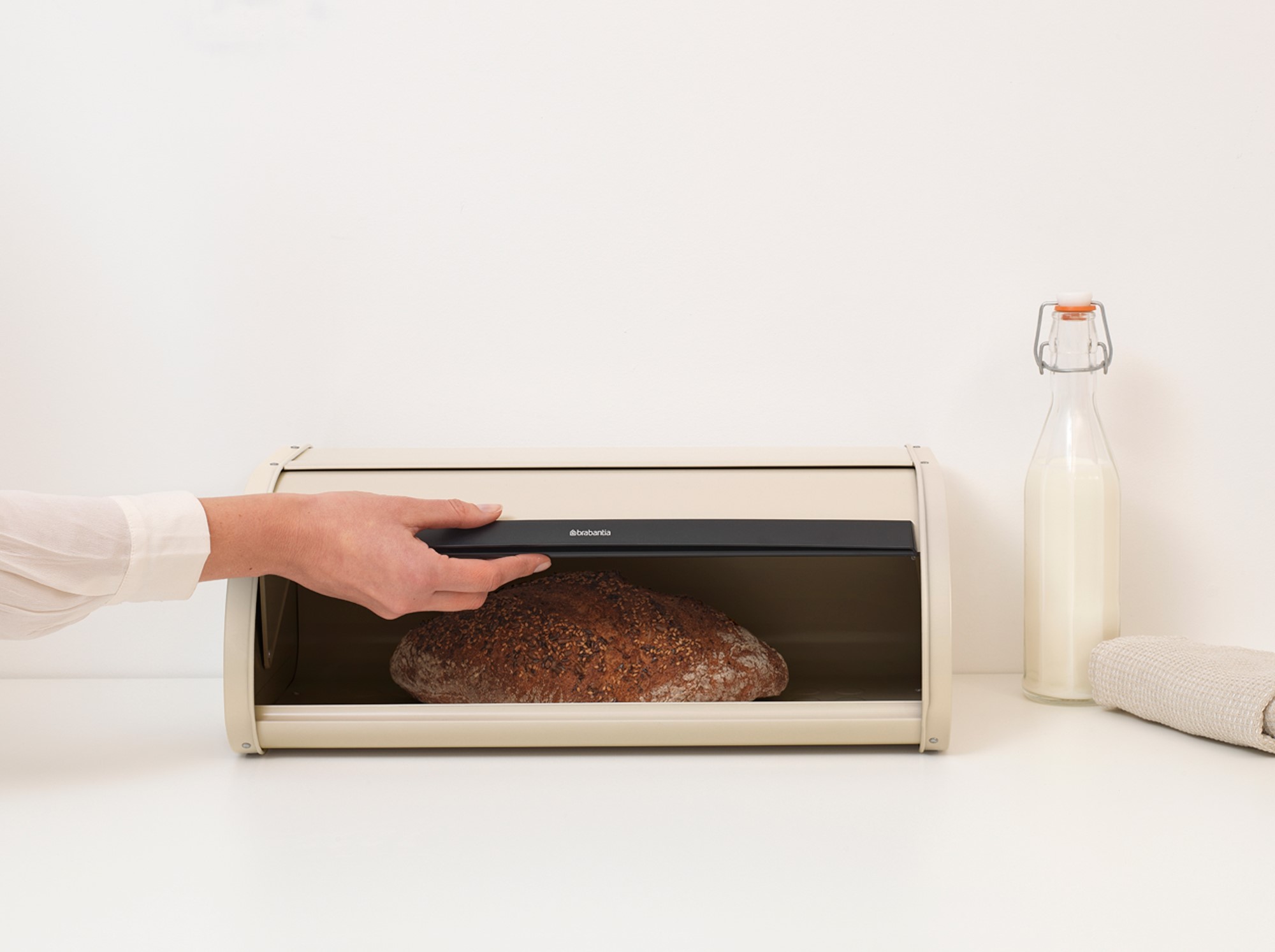 Rollbrotkasten ROLL TOP, beige, Edelstahl, Brabantia
