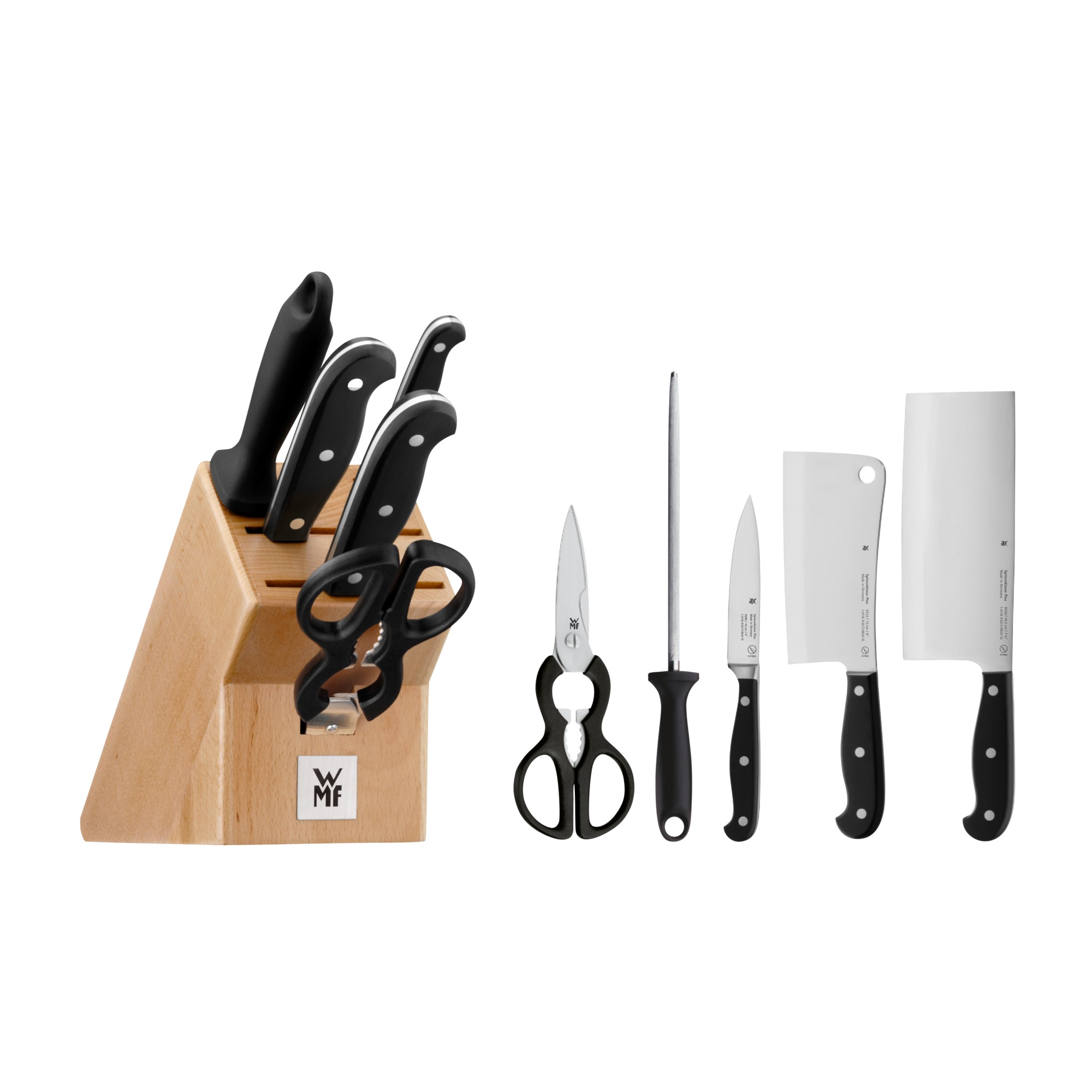 Messerblock Set SPITZENKLASSE PLUS, 6-teilig, mit Wetzstahl und Schere, WMF