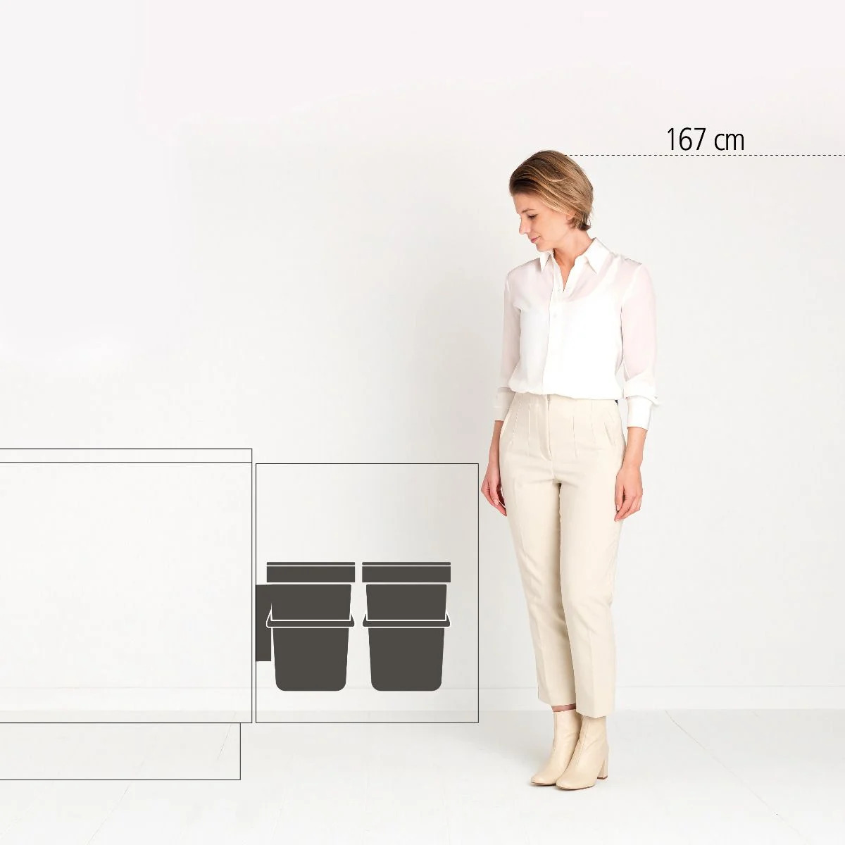 Einbaumülleimer SORT & GO 2 x 12 l, grau/grün, Brabantia