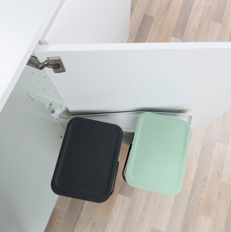 Einbaumülleimer SORT & GO 2 x 12 l, grau/grün, Brabantia
