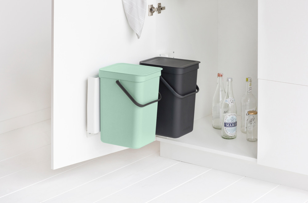 Einbaumülleimer SORT & GO 2 x 12 l, grau/grün, Brabantia