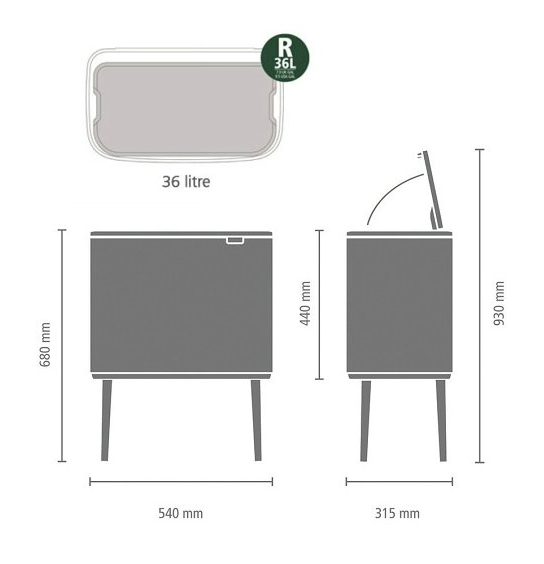 Touch Mülleimer BO 36 l, rot, Brabantia