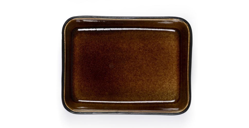 Auflaufform 19 x 14 cm, Schwarz/Bernstein, Steinzeug, Bitz