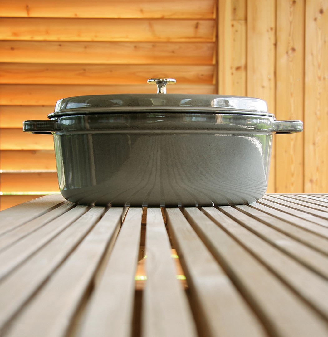 Cocotte 26 cm, graphitgrau, Gusseisen, Staub