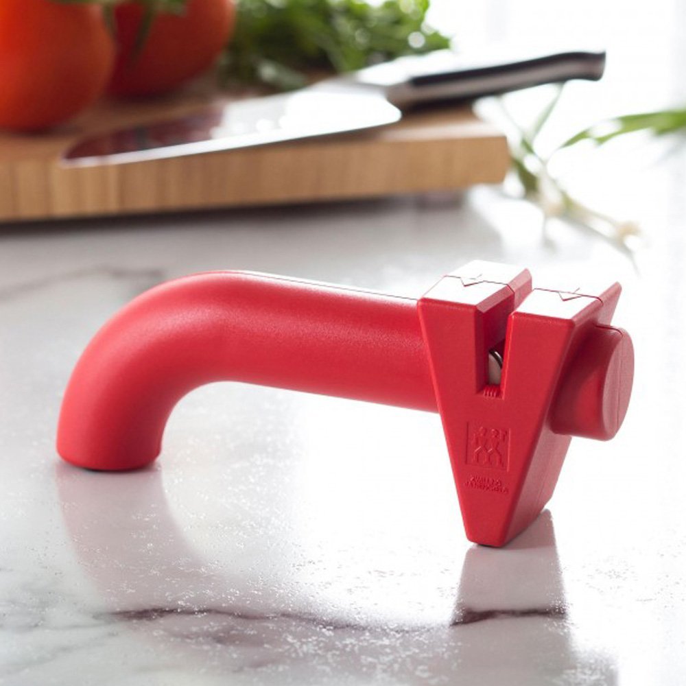 Messerschärfer TWIN SHARP, rot, Zwilling
