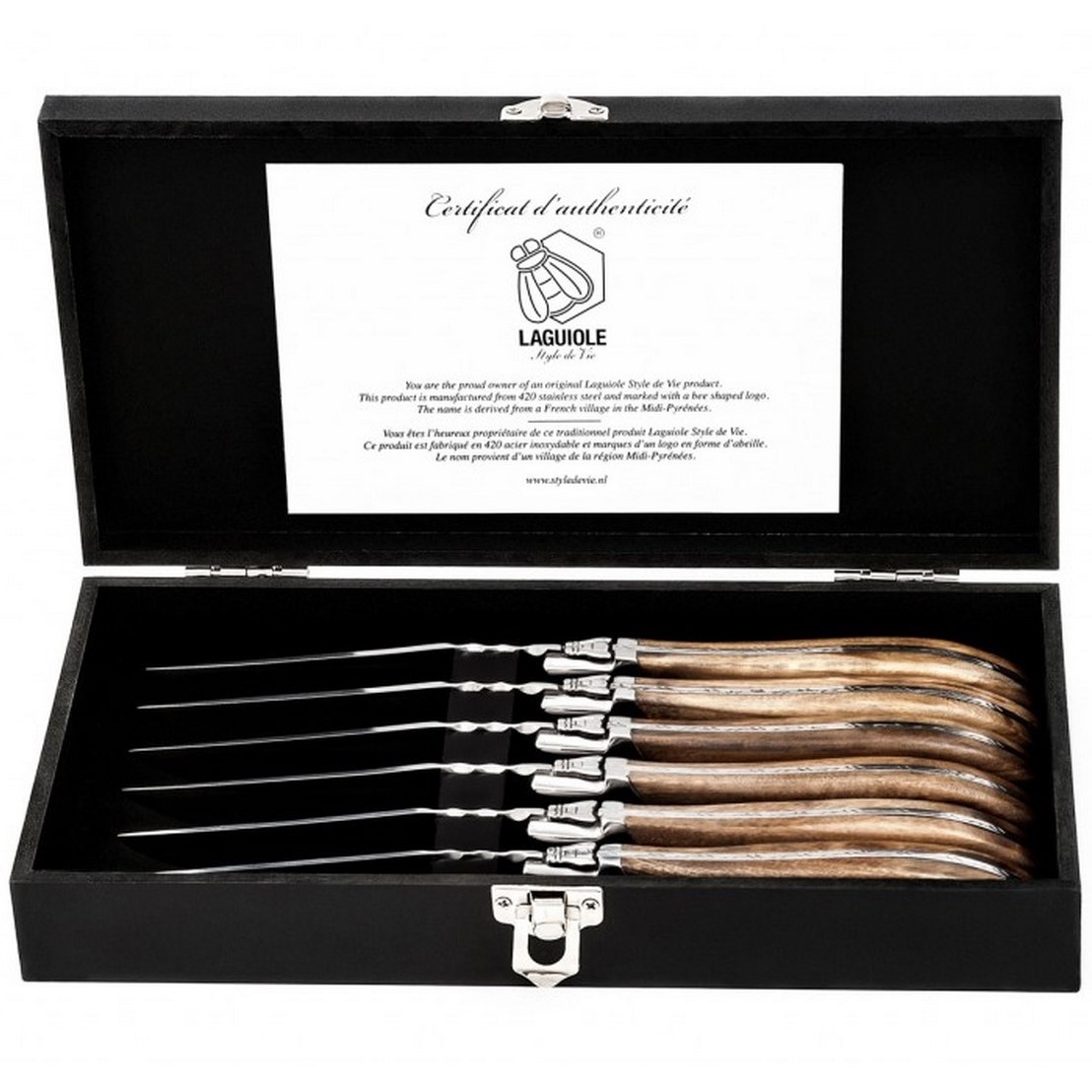 Steakmesser LAGUIOLE LUXURY, 6-teilig, oliv, Laguiole