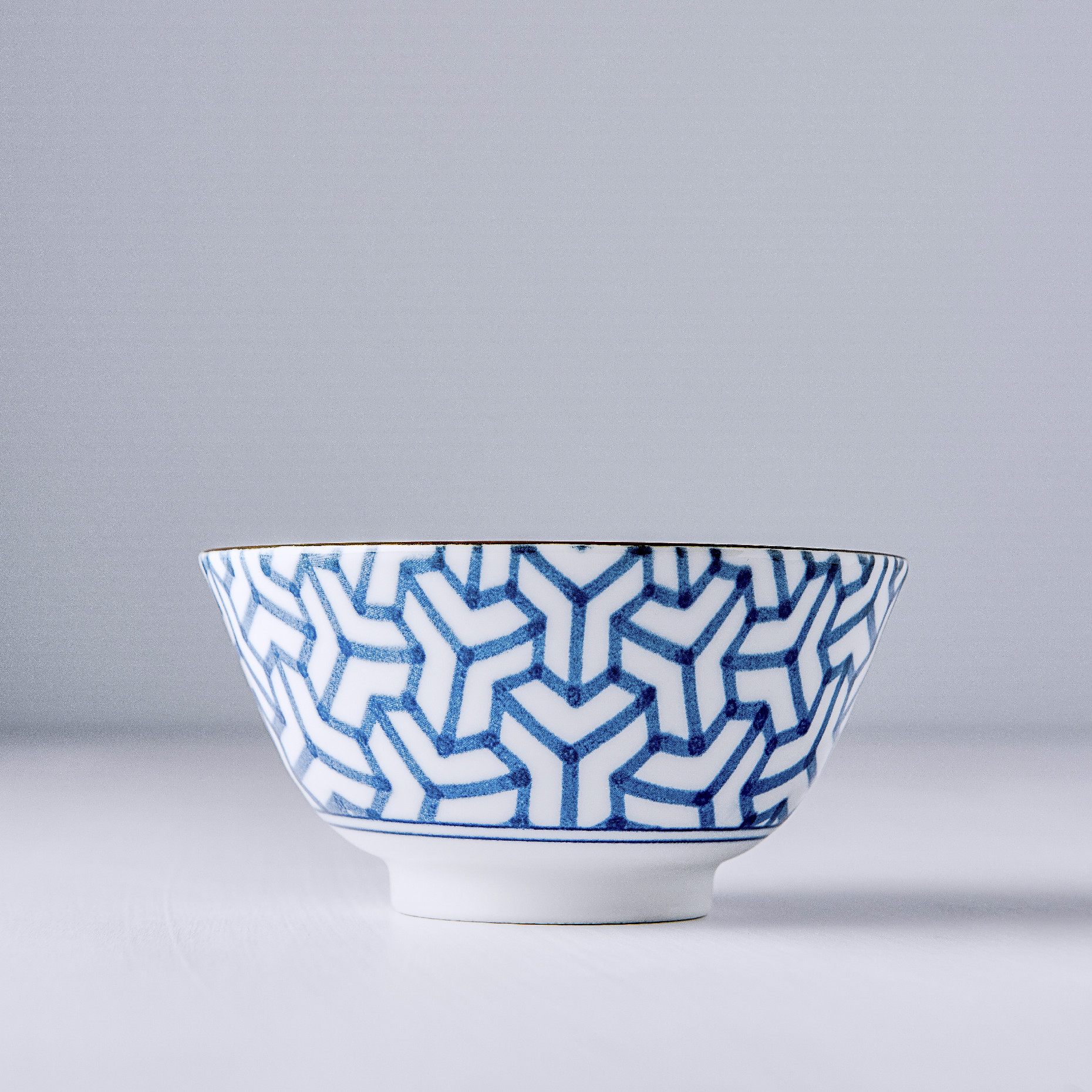 Servierschale INDIGO IKAT HERRINGBONE 13 cm, 350 ml, MIJ