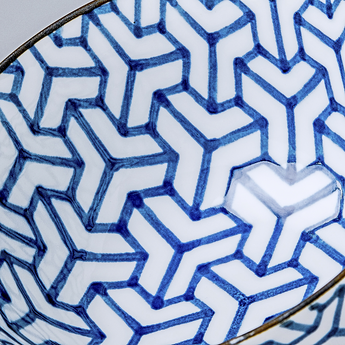 Servierschale INDIGO IKAT HERRINGBONE 13 cm, 350 ml, MIJ