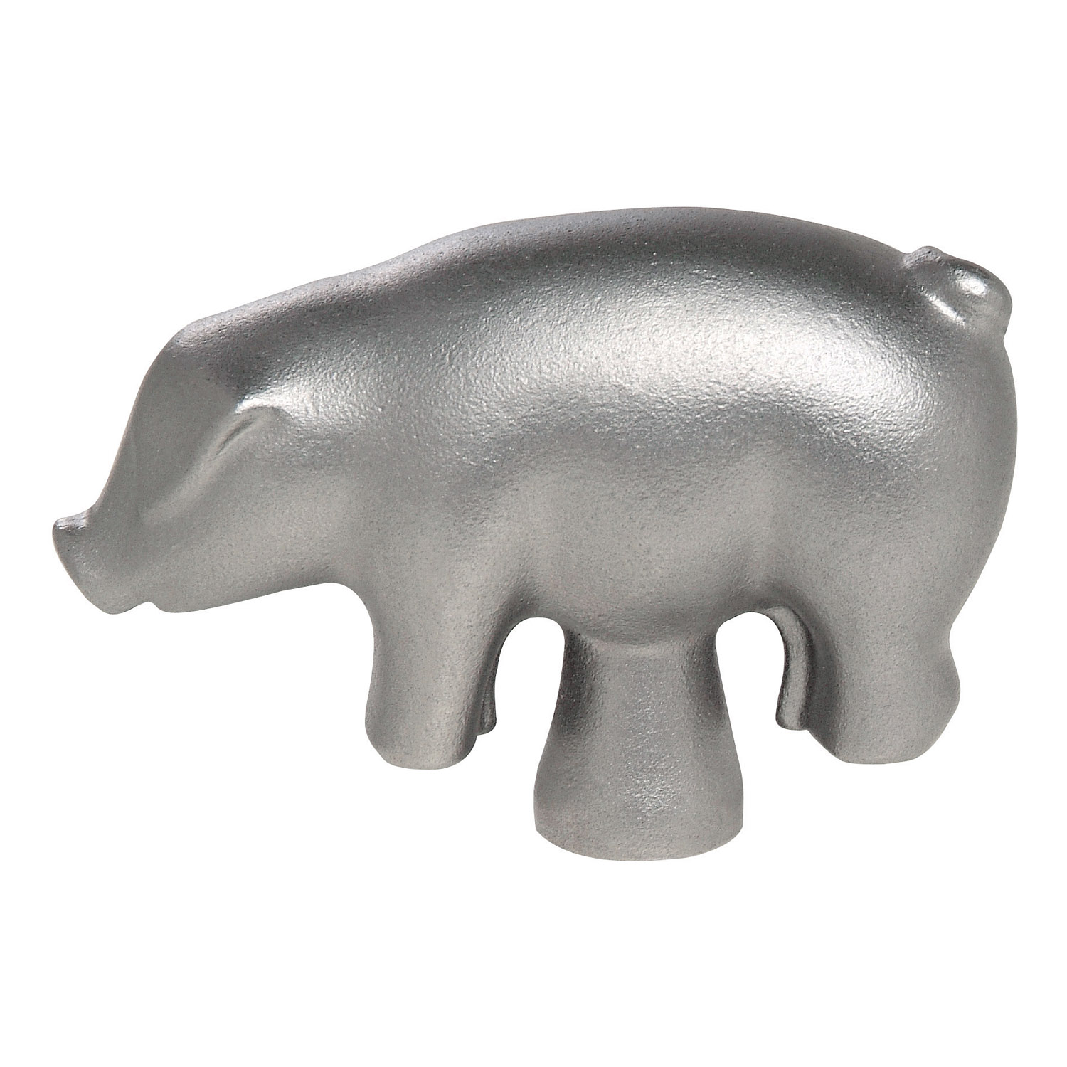 Deckelknauf Tierknopf SCHWEIN, Silber, Staub