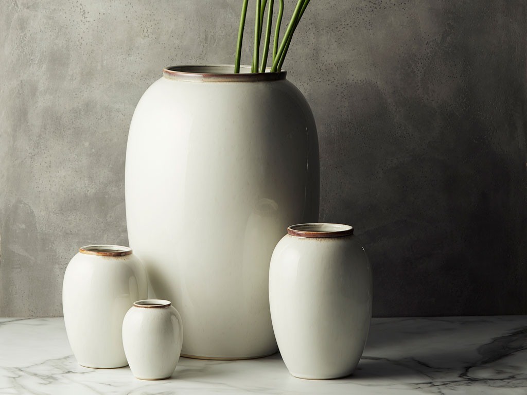 Vase 50 cm, Creme, Steinzeug, Bitz