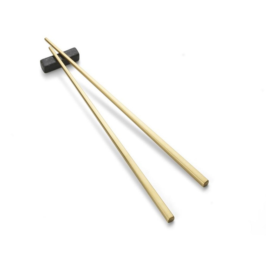 Essstäbchen, mit Ständer, Gold, Bitz