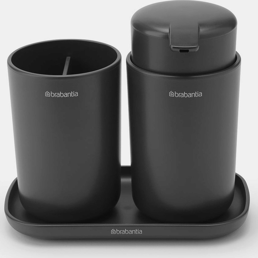 Seifenspender und Zahnputzbecher Set, grau, Brabantia