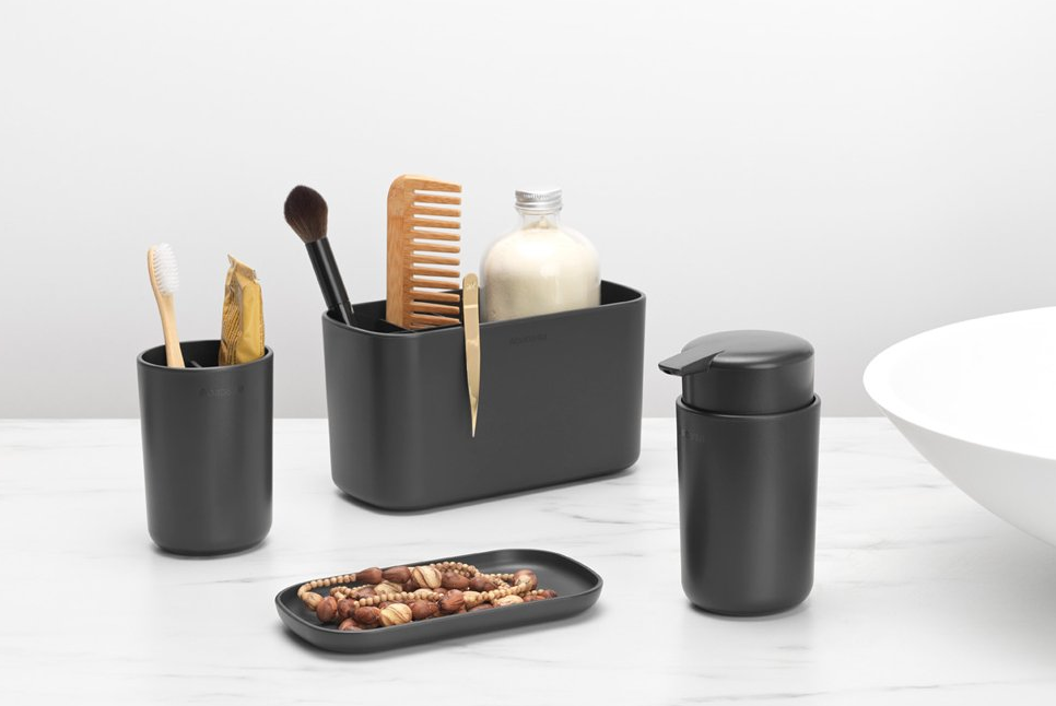 Seifenspender und Zahnputzbecher Set, grau, Brabantia