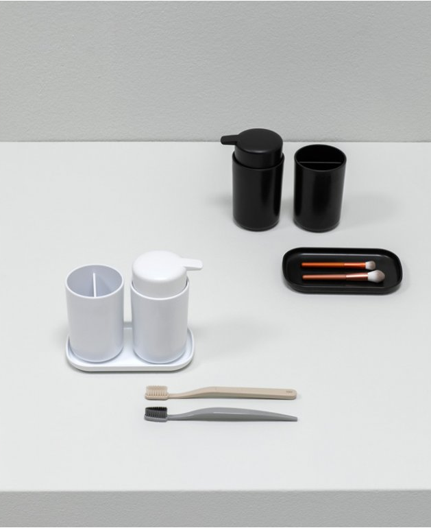 Seifenspender und Zahnputzbecher Set, grau, Brabantia