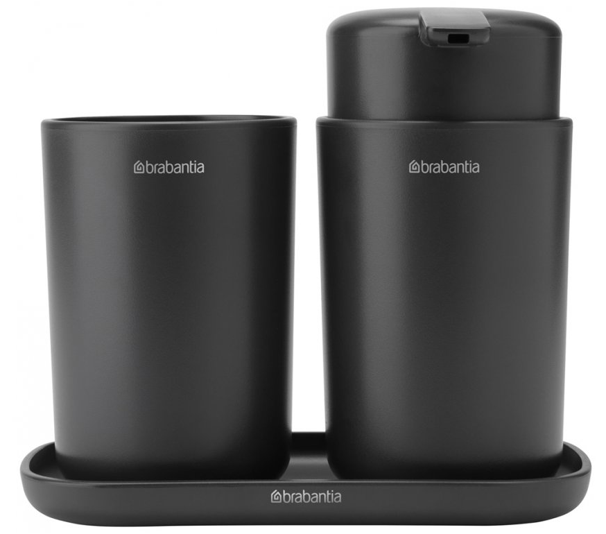 Seifenspender und Zahnputzbecher Set, grau, Brabantia