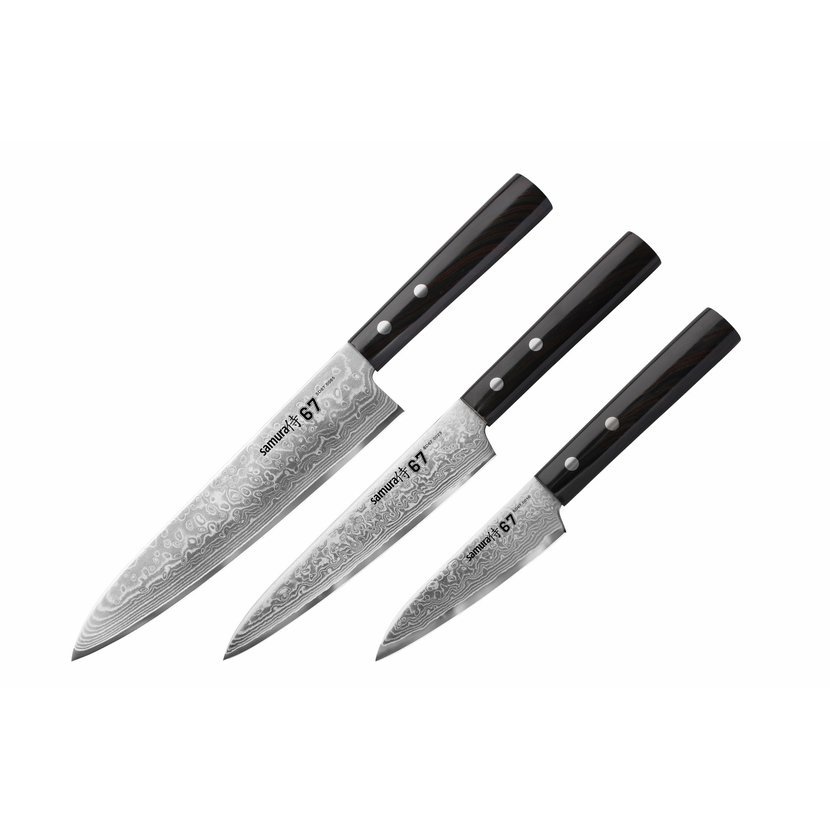 Chefmesser Kochmesser DAMASCUS 67, 3er-Set, Samura