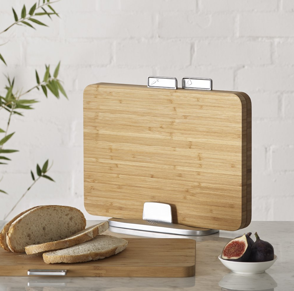 Schneidebrett Set INDEX BAMBOO 35 x 29 cm, mit Ständer, Bambus, Joseph Joseph
