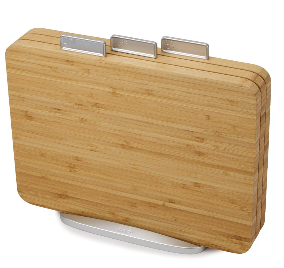 Schneidebrett Set INDEX BAMBOO 35 x 29 cm, mit Ständer, Bambus, Joseph Joseph