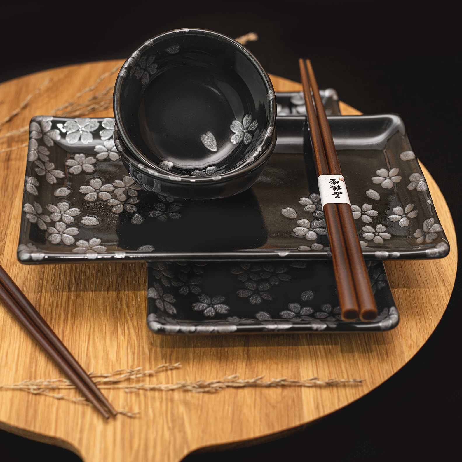 Sushi Set BLACK SAKURA, 6-teilig, MIJ