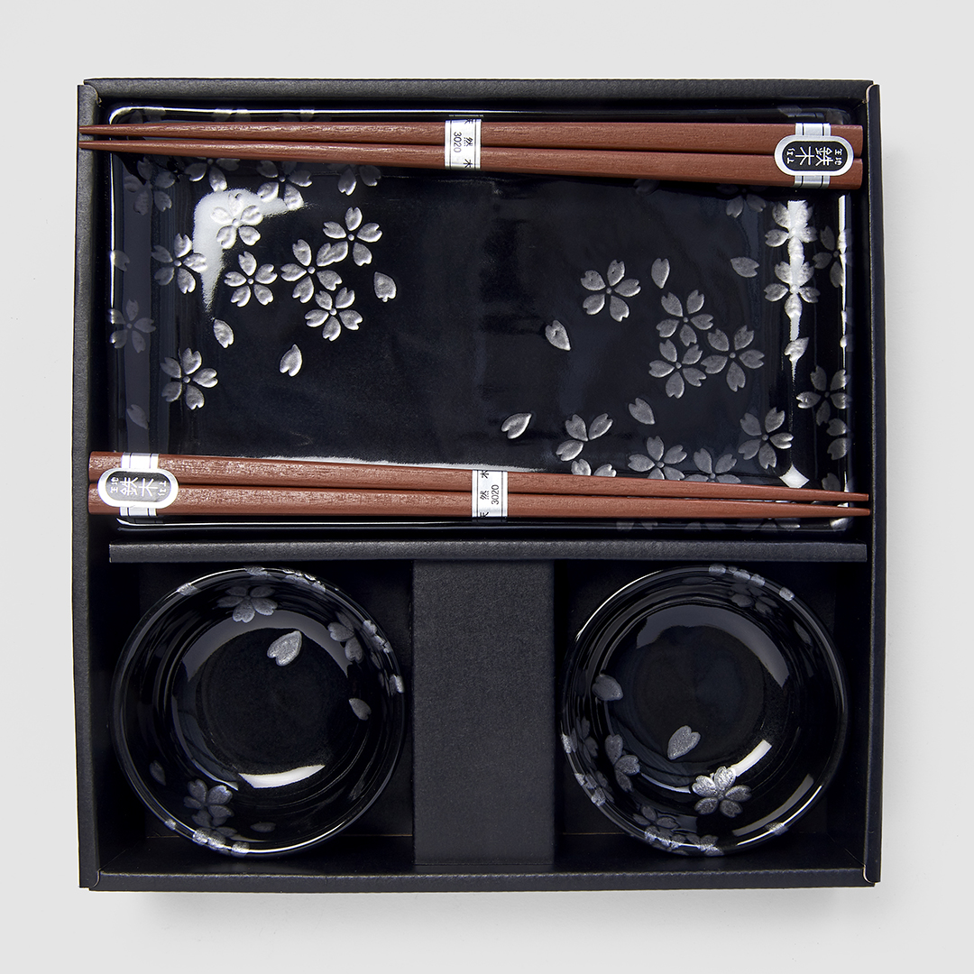 Sushi Set BLACK SAKURA, 6-teilig, MIJ