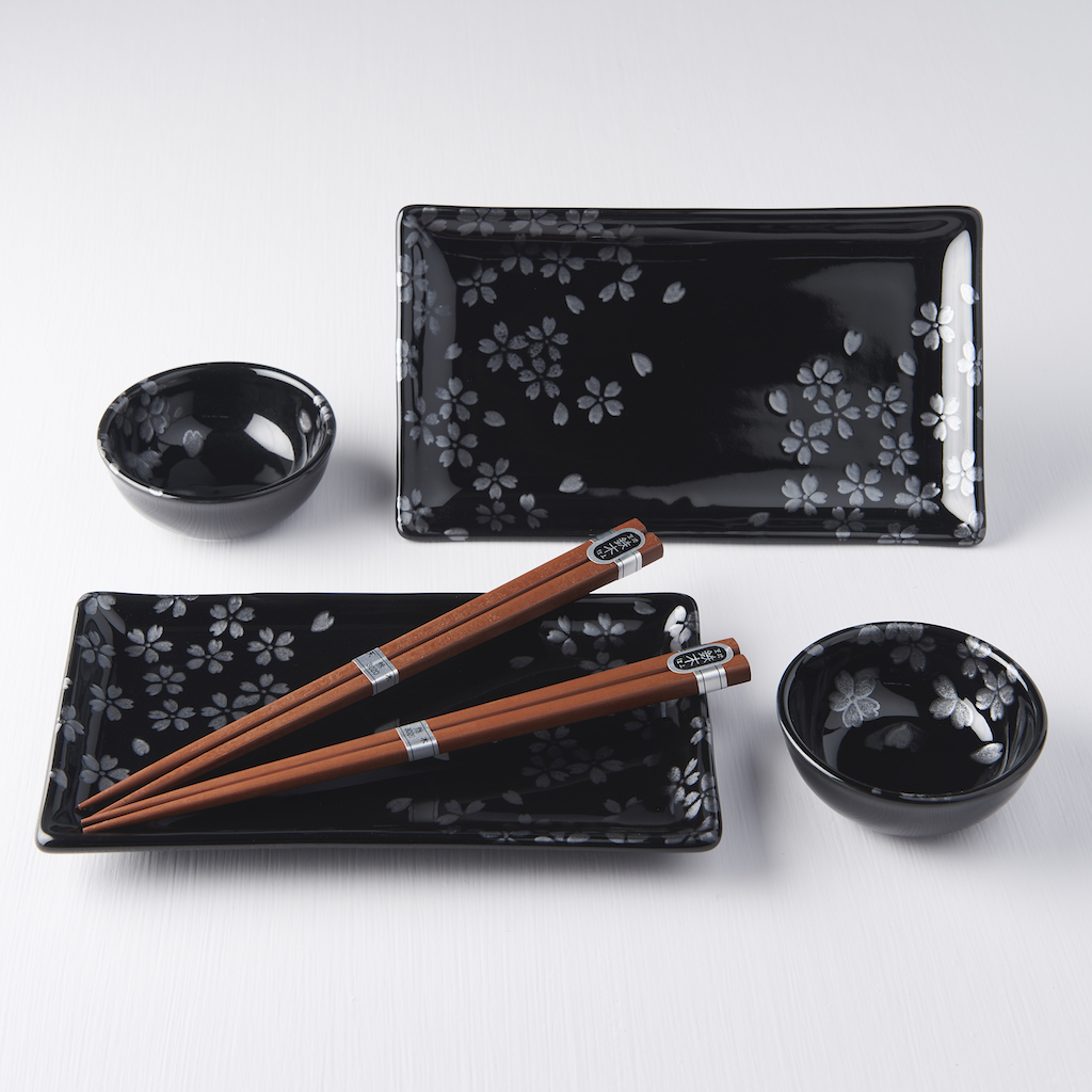 Sushi Set BLACK SAKURA, 6-teilig, MIJ