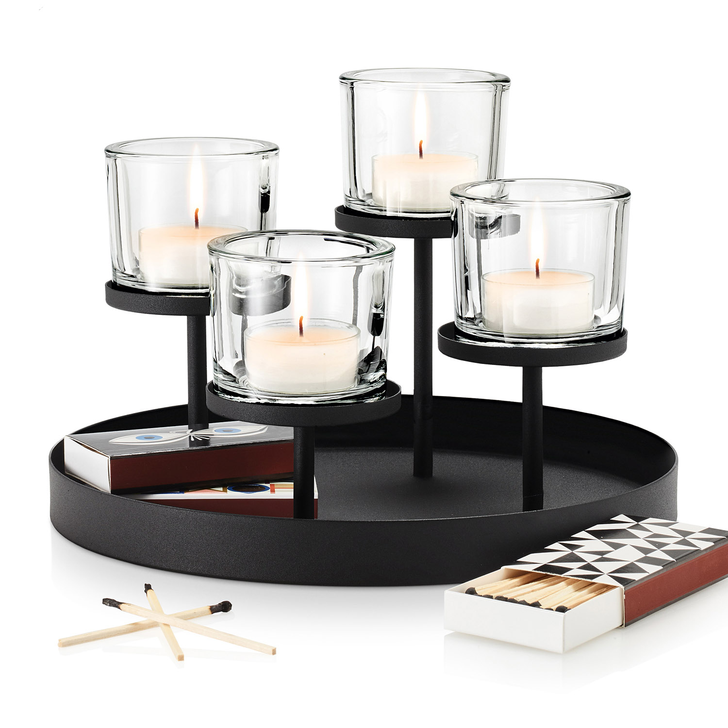 Teelichthalter Windlicht NERO, rund für 4 Teelichter, Blomus