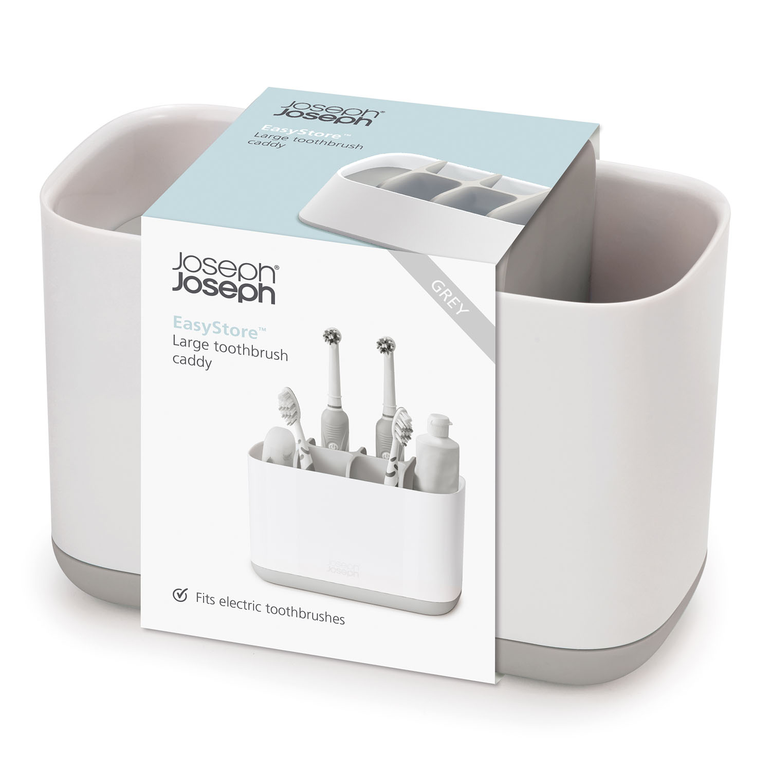Zahnputzbecher EASYSTORE, groß, weiß-grau, Joseph Joseph