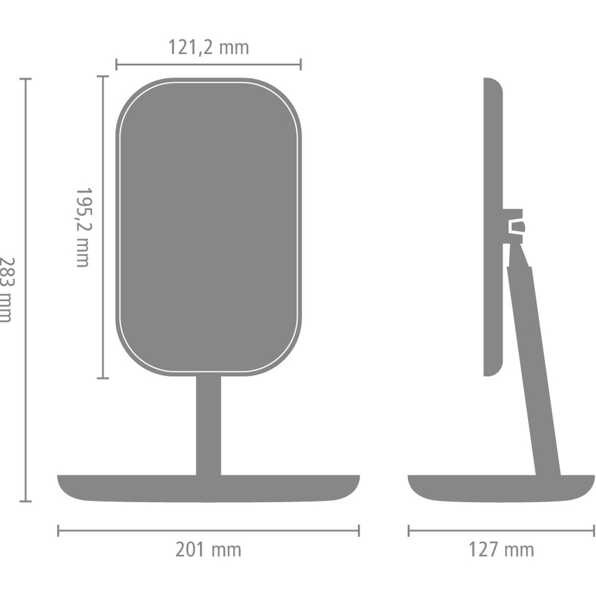 Kosmetikspiegel 28,3 cm, mit Aufbewahrung, weiß, Brabantia