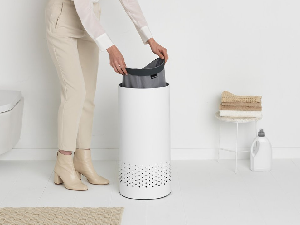 Wäschekorb 35 l, mit Kunststoffdeckel, weiß, Brabantia