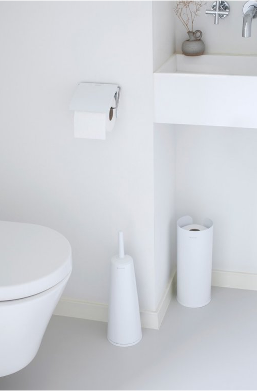 WC-Bürstengarnitur, Toilettenpapierhalter und Ersatzrollenständer Set RENEW, weiß, Brabantia