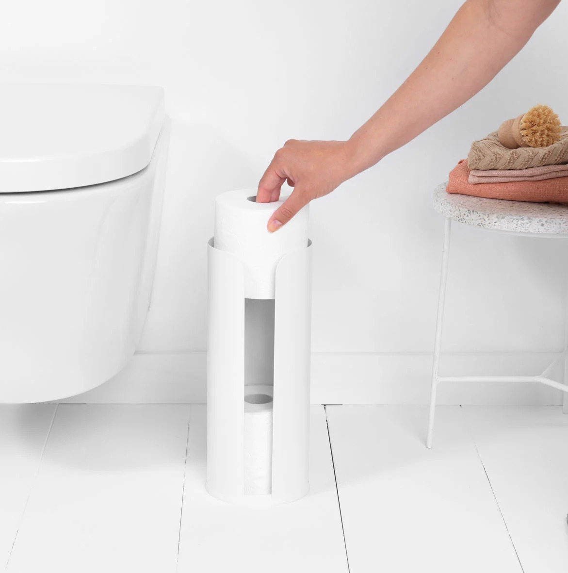 WC-Bürstengarnitur, Toilettenpapierhalter und Ersatzrollenständer Set RENEW, weiß, Brabantia