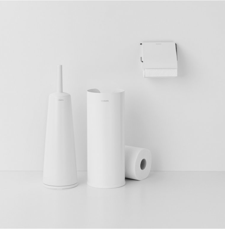 WC-Bürstengarnitur, Toilettenpapierhalter und Ersatzrollenständer Set RENEW, weiß, Brabantia