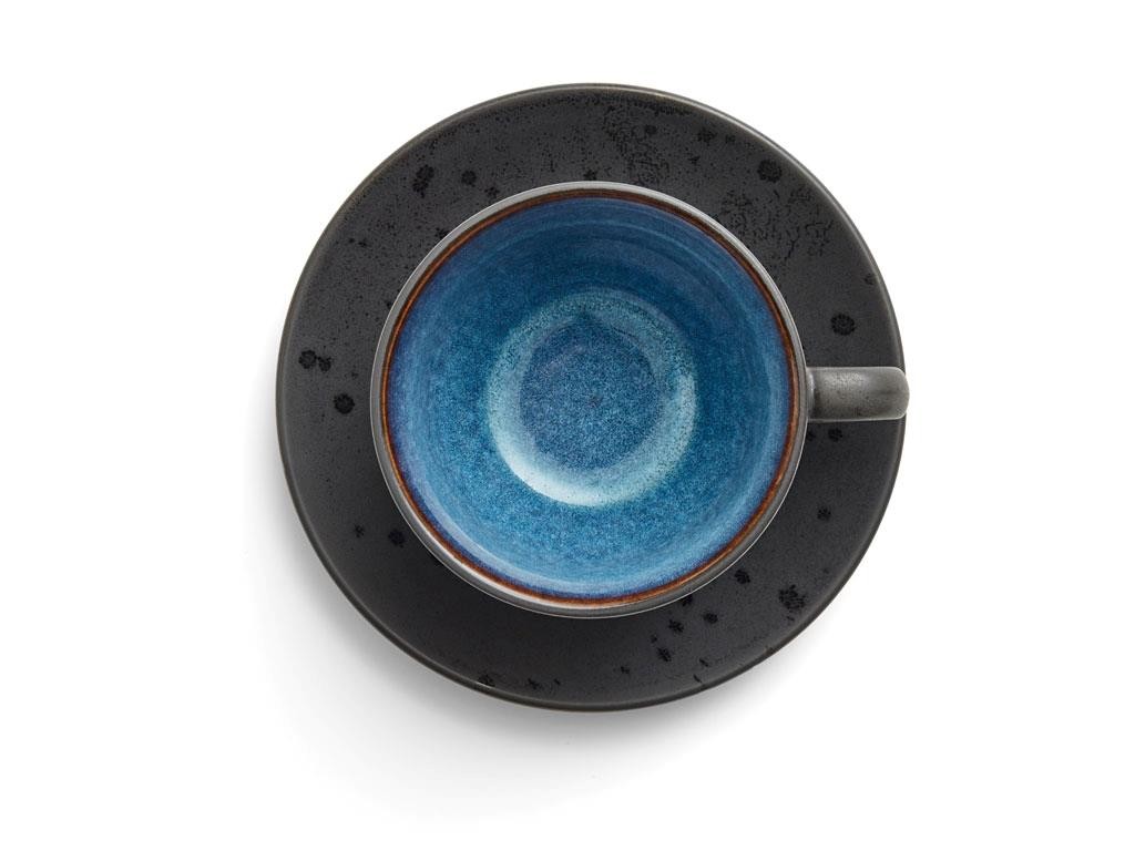 Teetasse mit Untertasse, 4er-Set, schwarz, Bitz