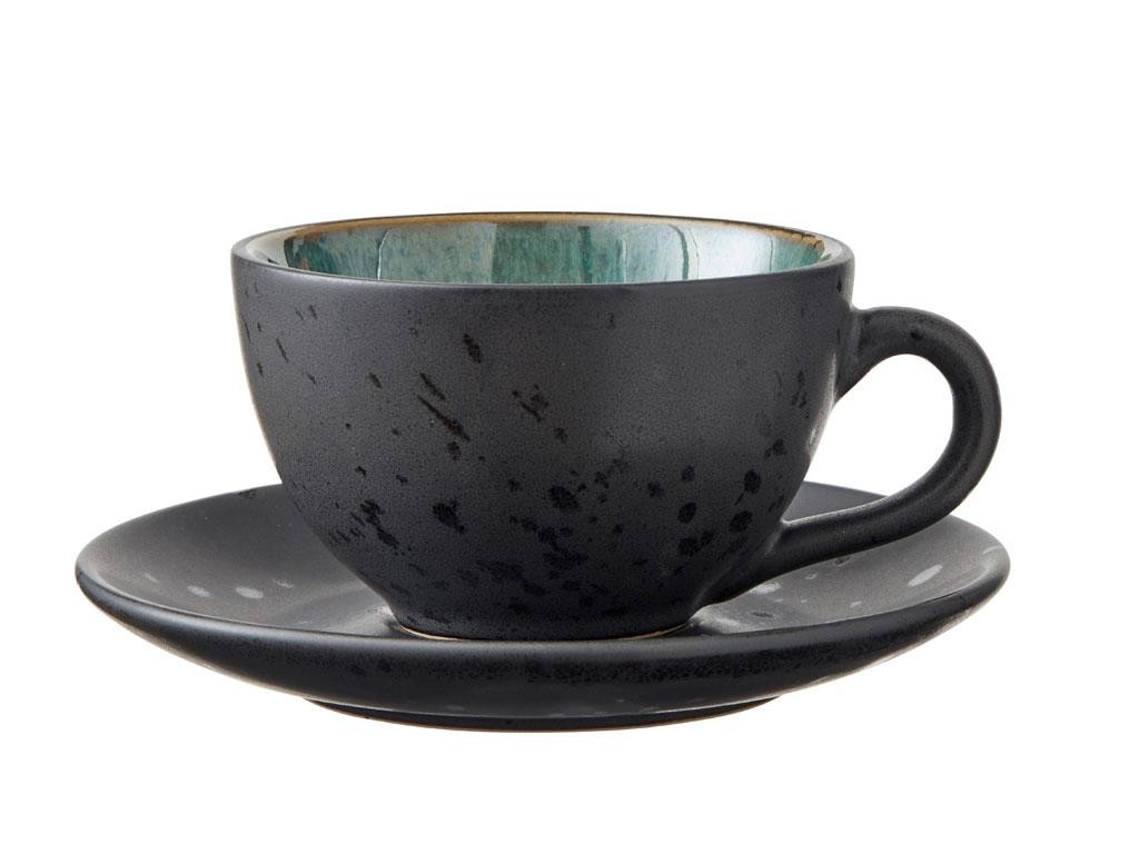 Teetasse mit Untertasse, 4er-Set, schwarz, Bitz