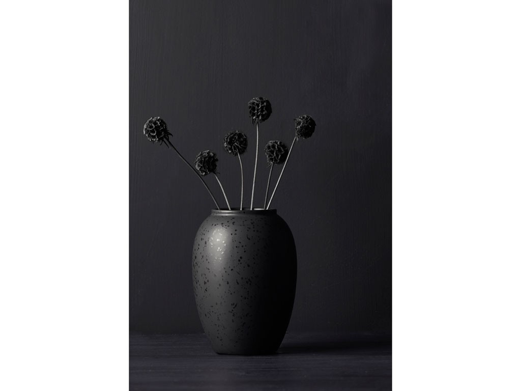 Vase 20 cm, schwarz, Steinzeug, Bitz