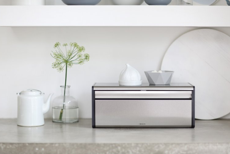 Klappbrotkasten FALL FRONT, Fingerprint Proof, Stahl matt, Brabantia