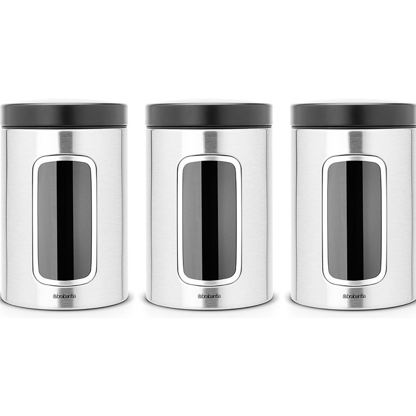 Vorratsdose, 3er-Set, 1,4 l, Stahl matt, Brabantia