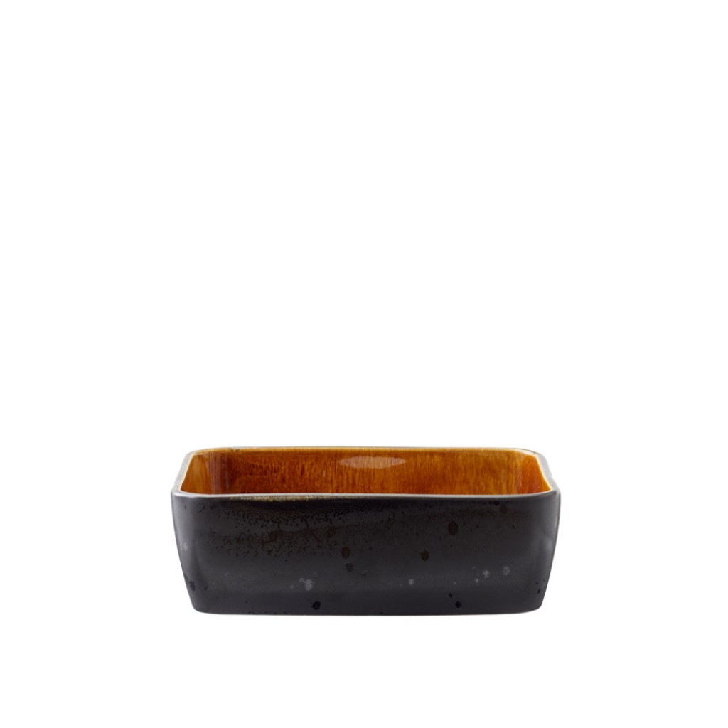 Auflaufform, 2er-Set, rechteckig, schwarz/amber, Bitz