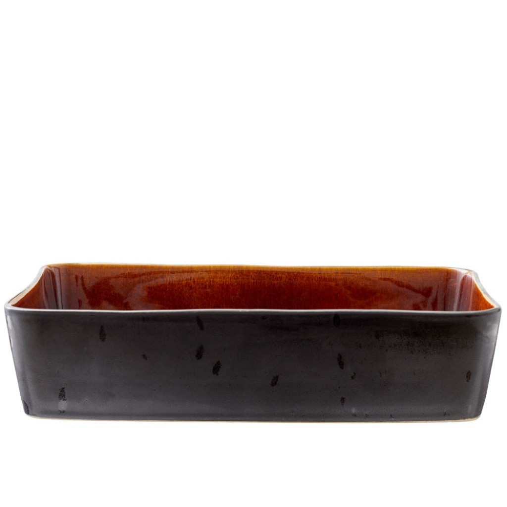 Auflaufform, 2er-Set, rechteckig, schwarz/amber, Bitz