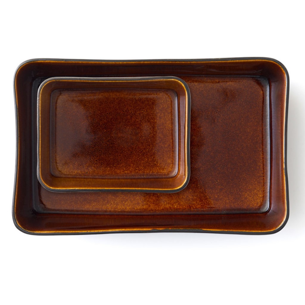 Auflaufform, 2er-Set, rechteckig, schwarz/amber, Bitz