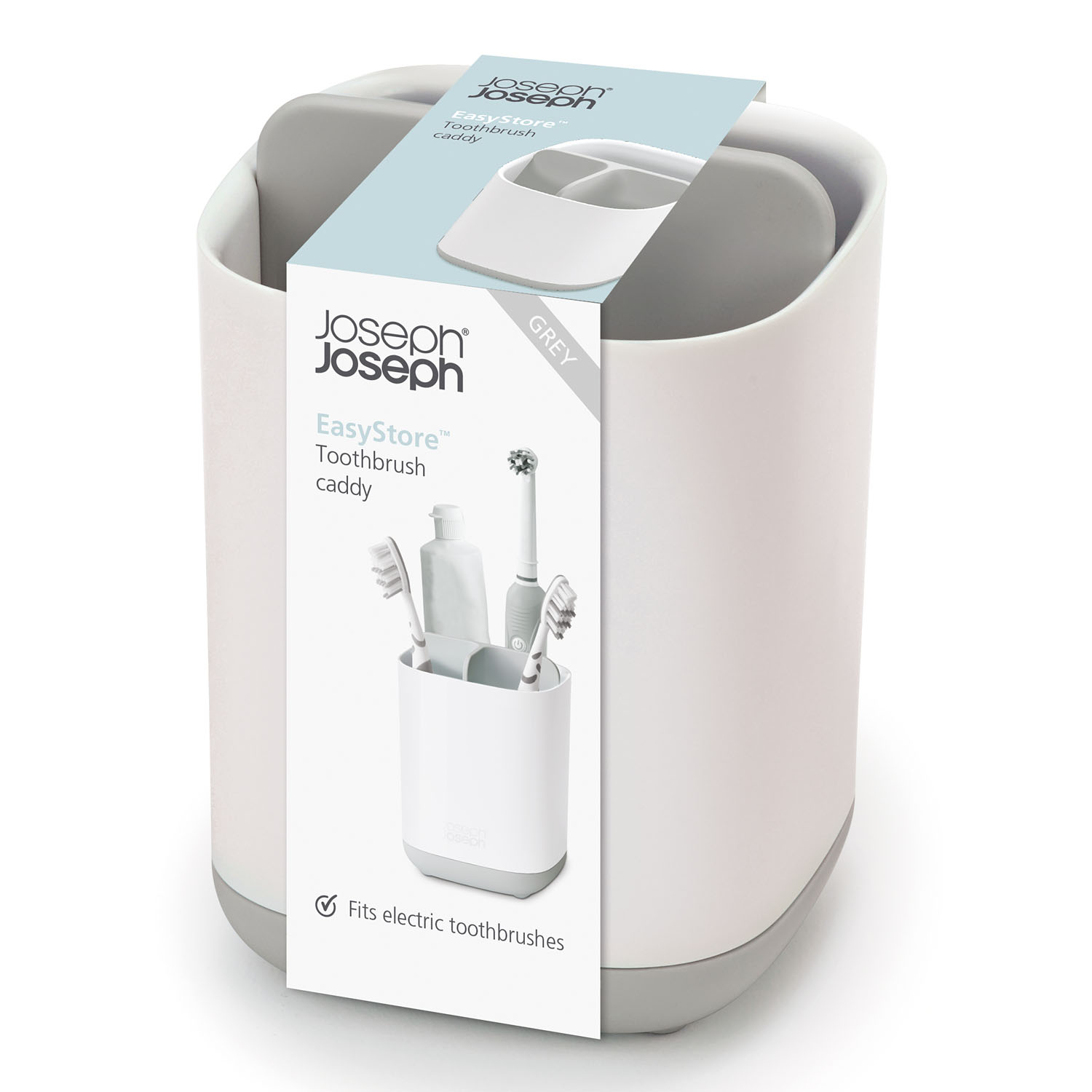 Zahnputzbecher EASYSTORE, klein, weiß-grau, Joseph Joseph