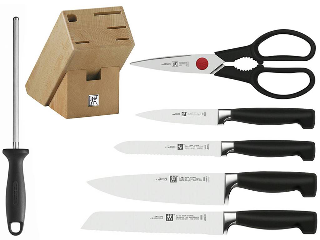 Messerblock Set FOUR STAR, 7-teilig, mit Wetzstahl und Schere, Zwilling